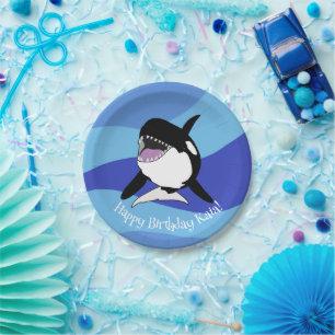 Personalized Orca Killer Whale Birthday Paper Plate