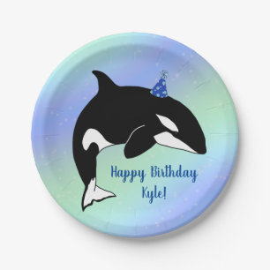Personalized Orca Killer Whale Birthday Paper Plate