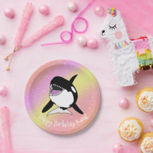 Personalized Orca Killer Whale Birthday Paper Plate