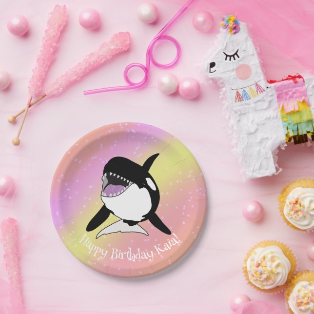 Personalized Orca Killer Whale Birthday Paper Plate (Party)