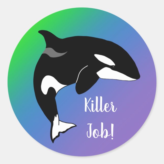Personalized Orca Killer Whale Killer Job Classic Round Sticker (Front)