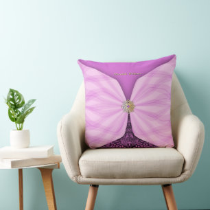 Personalized Orchid Pink Textile Illusion Throw Pillow