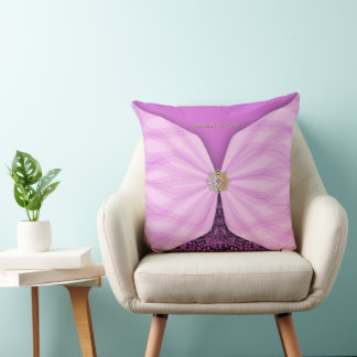 Personalized Orchid Pink Textile Illusion Throw Pillow