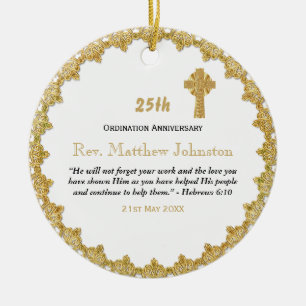 Personalized ORDINATION ANNIVERSARY Priest Pastor Ceramic Ornament