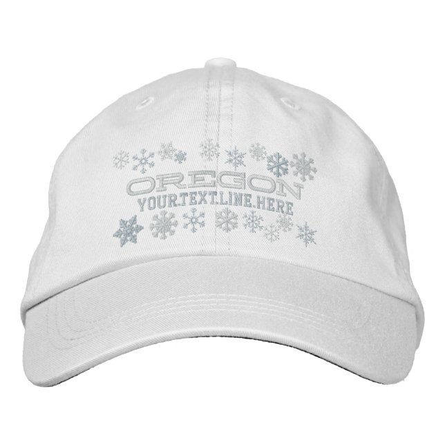 Personalized Oregon Winter Snowflakes Embroidered Hat (Front)