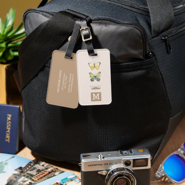Personalized Organic Butterflies Luggage Tag (Front & Back)