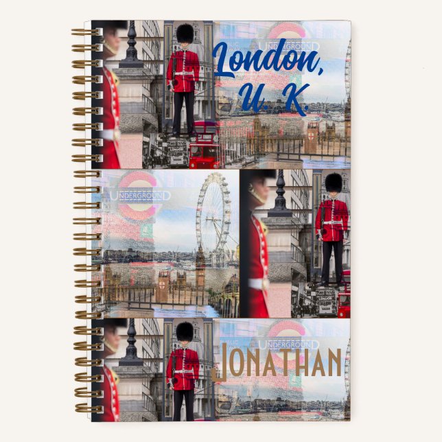 Personalized Original "London UK" Travel  Notebook (Front)