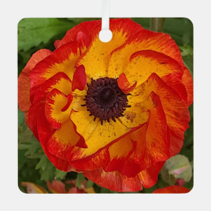 Personalized original photo poppy metal ornament