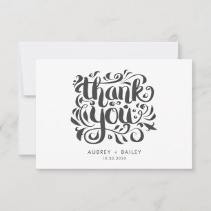 Personalized Ornate Calligraphy Wedding Thank You Card