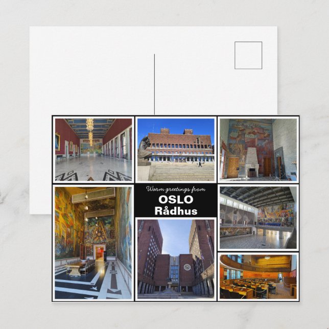 Personalized,  Oslo rådhus, Norway Postcard (Front/Back)