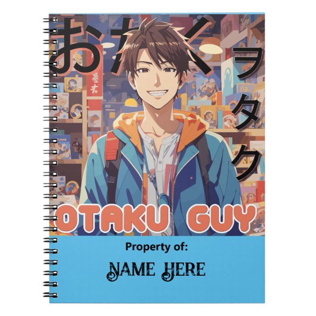 Personalized Otaku Guy Anime Notebook (Front)