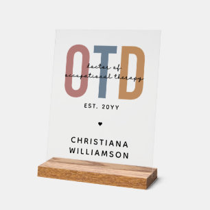 Personalized OTD Doctor of Occupational Therapy Acrylic Sign