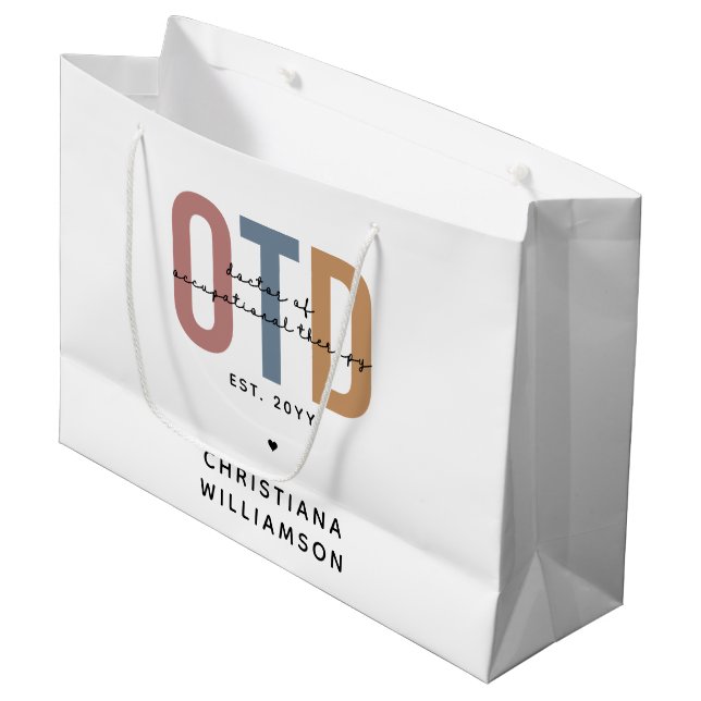 Personalized OTD Doctor of Occupational Therapy Large Gift Bag (Front Angled)