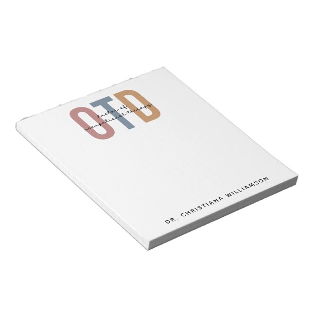 Personalized OTD Doctor of Occupational Therapy Notepad (Angled)