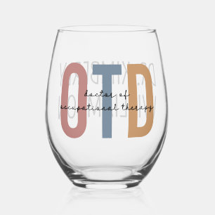 Personalized OTD Doctor of Occupational Therapy Stemless Wine Glass