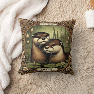 Personalized Otterly in love Throw Pillow