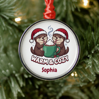 Personalized Otters Christmas Ornament Warm & Cozy