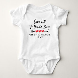 Personalized Our 1st Father's Day Cute Gift Baby Bodysuit