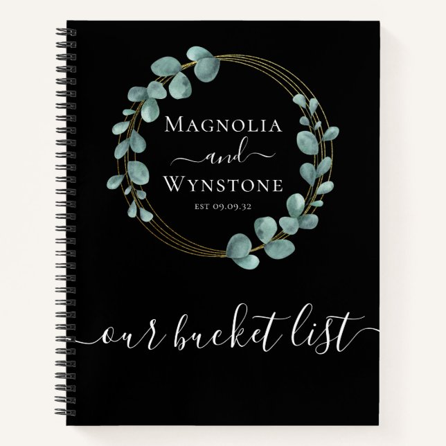 Personalized Our Bucket List Eucalyptus Gold Foil  Notebook (Front)