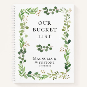 Personalized Our Bucket List Eucalyptus Greenery Notebook