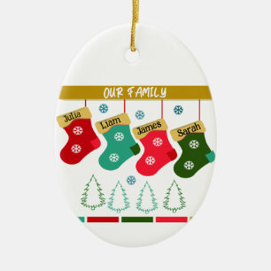 Personalized Our Family Christmas Stocking Ceramic Ornament