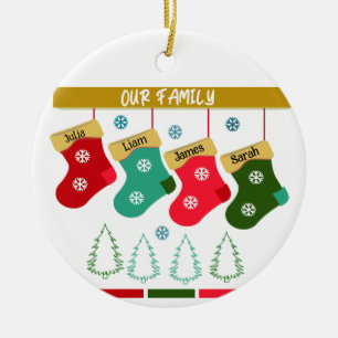 Personalized Our Family Christmas Stocking Ceramic Ornament