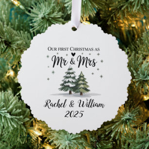 Personalized Our First Christmas as Couple 2025 Ornament Card