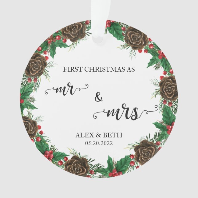 Personalized Our First Christmas Engaged Ornament (Front)