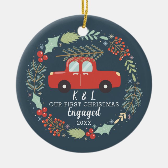 Personalized Our First Christmas Engaged Ornament (Front)