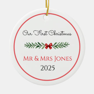 Personalized Our First Christmas Greenery Ornament