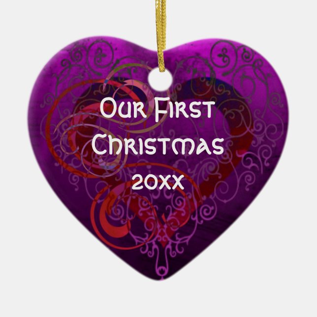 Personalized Our First Christmas Heart Ornament (Front)