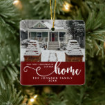 Personalized Our First Christmas In Our New Home  Ceramic Ornament<br><div class="desc">Mark the excitement of a new beginning with our Dark Red Personalized "Our First Christmas In Our New Home" Ceramic Ornament. This beautifully crafted ornament is perfect for commemorating your first Christmas in a new home, making it an ideal keepsake for homeowners. The deep red colour adds a festive touch...</div>