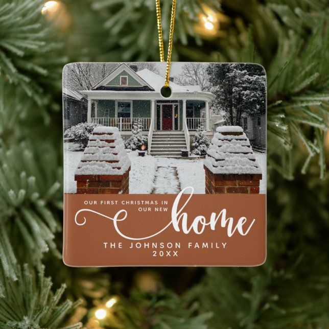 Personalized Our First Christmas In Our New Home  Ceramic Ornament (Tree)