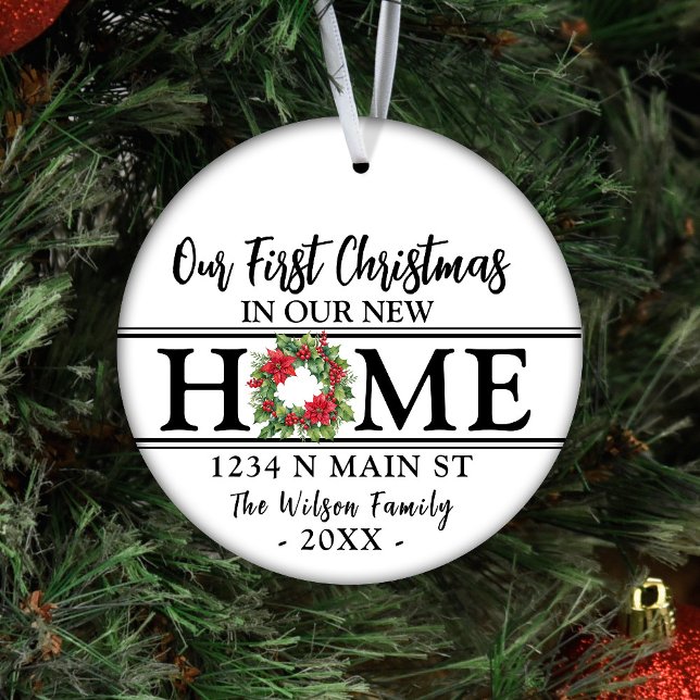 Personalized Our First Christmas In Our New Home Ceramic Ornament (Creator Uploaded)