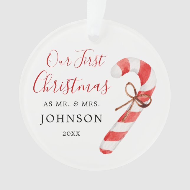 Personalized Our First Christmas Mr Mrs Ornament (Front)