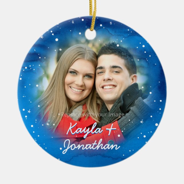 Personalized Our First Christmas Photo Ornament (Front)