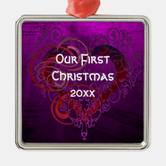 Personalized Our First Christmas Square Ornament