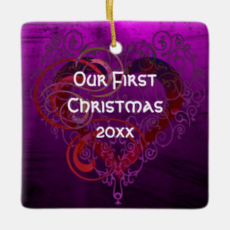 Personalized Our First Christmas Square Ornament