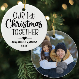 Personalized Our First Christmas Together Photo Ceramic Ornament