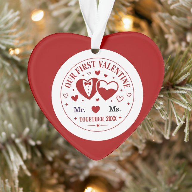 Personalized "Our First Valentine" Mr. & Ms.  Ornament (Tree)