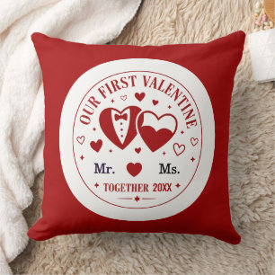 Personalized "Our First Valentine" Mr. & Ms.  Throw Pillow
