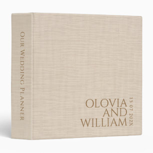 Personalized Our Wedding Planner Linen Fabric Binder