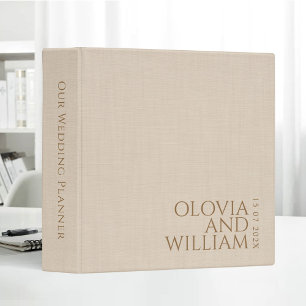 Personalized Our Wedding Planner Linen Fabric Binder