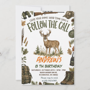Personalized Outdoors Hunting Birthday Invitation
