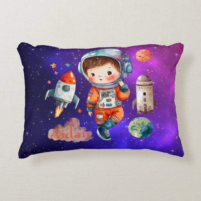 Personalized outer space astronaut pillow (Front)