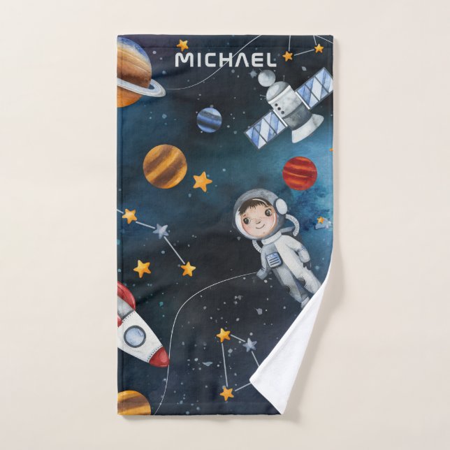 Personalized Outer Space Astronaut Shuttle Pattern Hand Towel (Hand Towel)