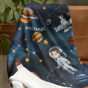Personalized Outer Space Astronaut Shuttle Sherpa Blanket