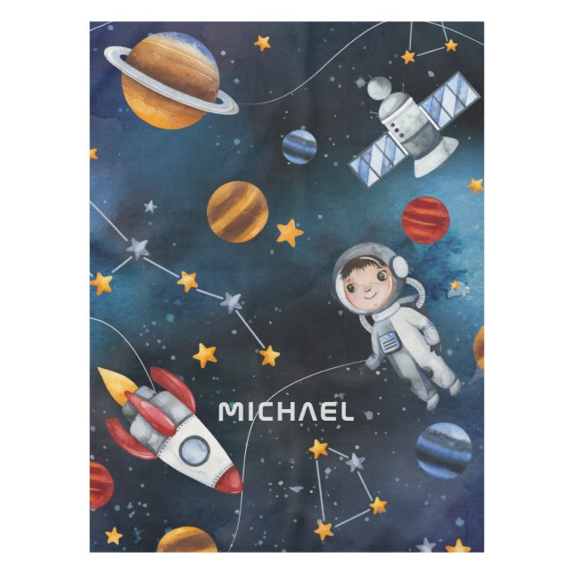 Personalized Outer Space Astronaut Shuttle Tablecloth (Front)