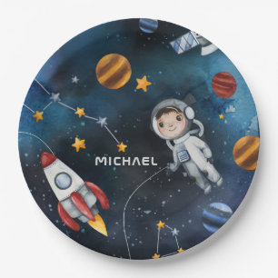 Personalized Outer Space Astronaut Shuttle Travel Paper Plate