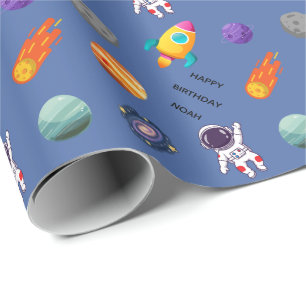 Personalized Outer Space Birthday Wrapping Paper